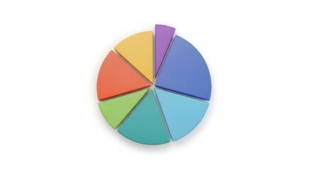 Fototapeta premium Colorful 3D Pie Chart with Separated Slices on White Background for Data Analysis and Business Presentation