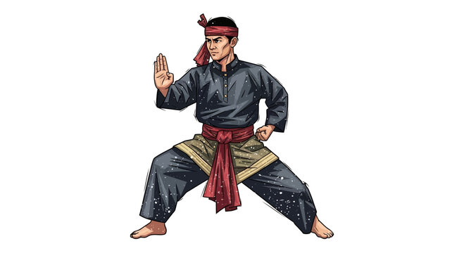 Martial Artist in Traditional Indonesian Silat Uniform