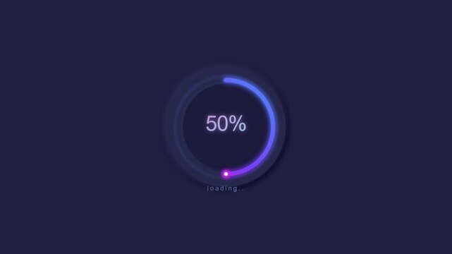 Purple glowing circular loading progress ring animation on dark background