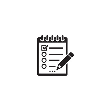 Checklist Notepad with Pencil &mdash; Task Management and To-Do List Flat Icon Vector Illustration