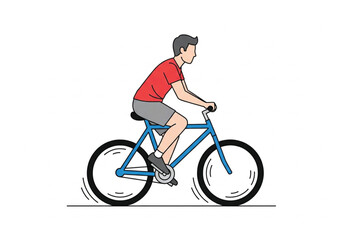 Naklejka premium Man Riding a Bicycle Flat Vector Illustration Isolated on White Background