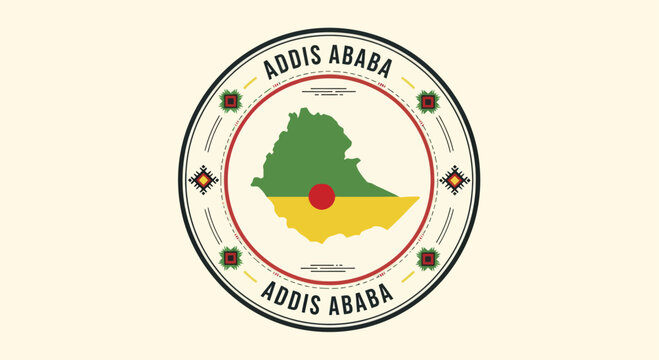 Addis Ababa Emblem Featuring Ethiopian Map and Circular Design.