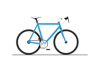 Obraz premium Modern Blue Road Bicycle Flat Vector Illustration Isolated on White Background for Sports and Travel