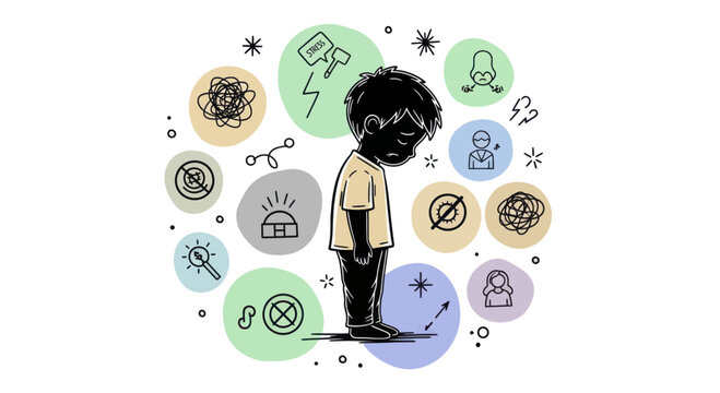 Child with autism spectrum disorder experiencing sensory overload.
