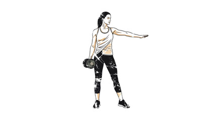 Fototapeta premium Woman exercising with dumbbell, fitness workout, strength training, healthy lifestyle