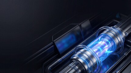 Fototapeta premium Futuristic energy core cylinder with glowing blue plasma light effect