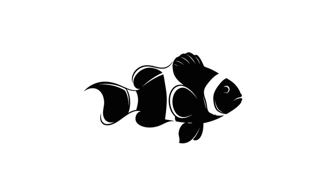 Black and white clownfish swimming.
