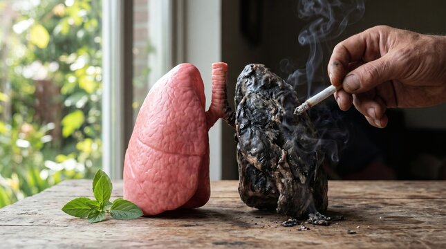 The impact of smoking on lungs.