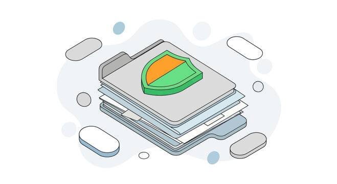 Secure Document Folder with Shield Icon Illustrating Data Protection.