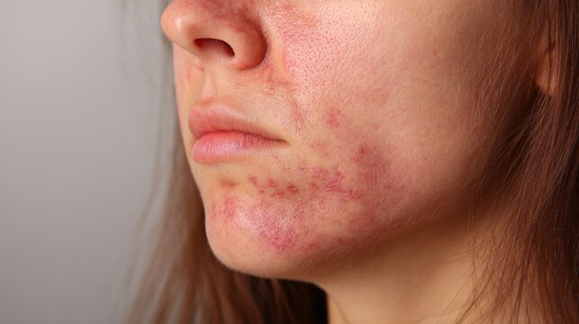 Eczema inflammatory skin disorder visualization showing characteristic cutaneous lesions, itchy rashes, dry skin patches, redness, scaling and epidermal irritation symptoms