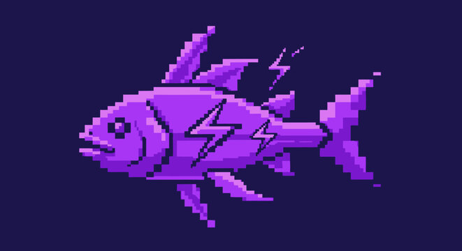 Purple Electric Fish Icon.