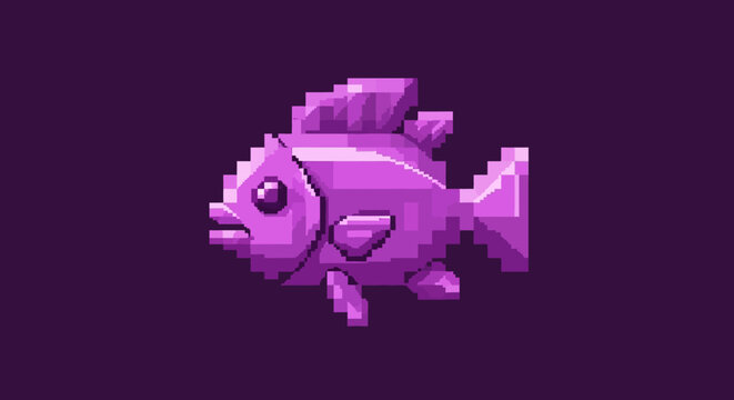 Purple Pixel Art Fish.