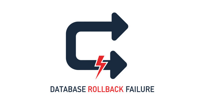 Database rollback failure error icon.