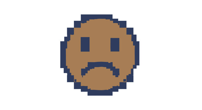 Sad Pixel Face Emoticon.