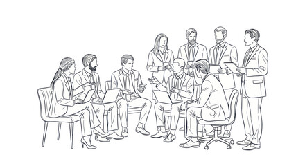 Obraz premium Business People Collaboration Meeting Sketch Drawing.