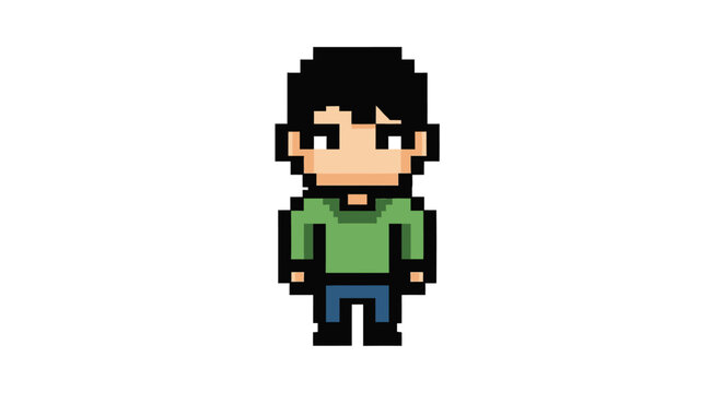 Pixel Art Boy Character.