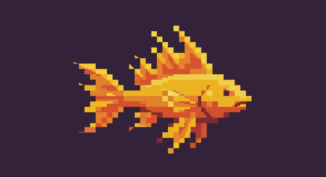 Pixel Art Gold Fish.
