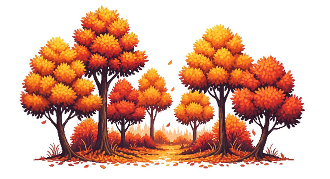 Autumn trees with leaves.