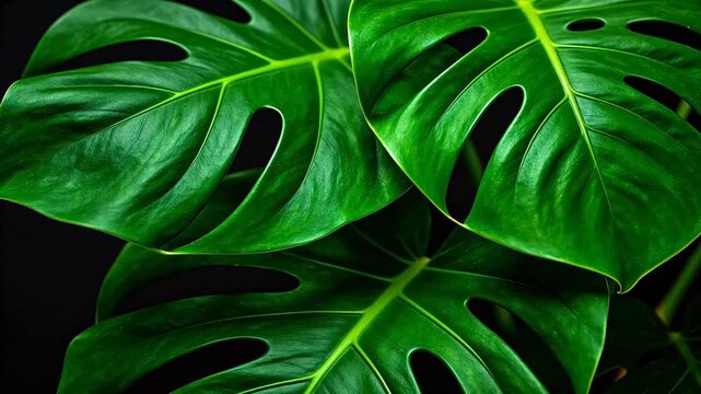 Closeup of green leaf with natural patterns