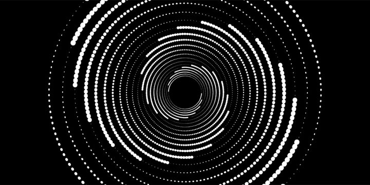 Abstract background with concentric circles in black and white colors. Radiating lines. Vector Illustration.eps,10