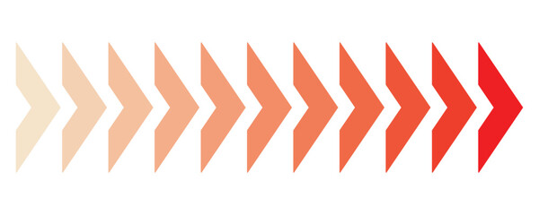Fototapeta premium Red dynamic moving arrow directional symbol. Arrow direction quadruple multiple forward move next graphic design. Vector illustration. Eps10.