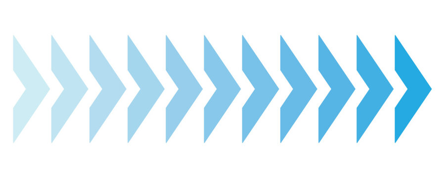 Abstract blue thin gradient arrows vector icon representing direction progress speed movement navigation technology fast modern design. Vector illustration. 