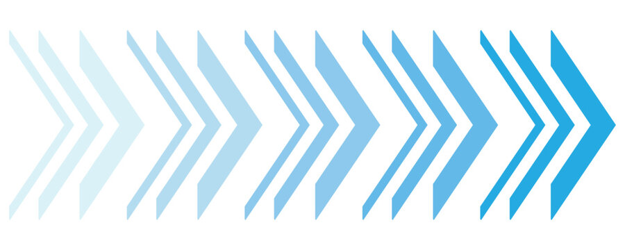Abstract blue thin gradient arrows vector icon representing direction progress speed movement navigation technology fast modern design. Vector illustration. 