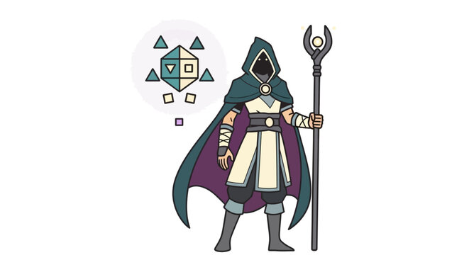 Fantasy Character Holding Staff.