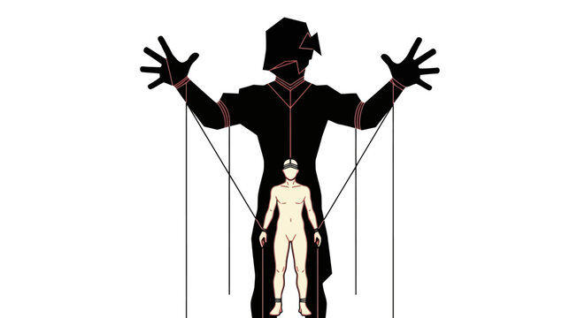 Puppet Master Controlling Man.