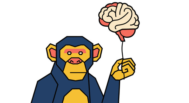 Monkey Holding Brain Lollipop.