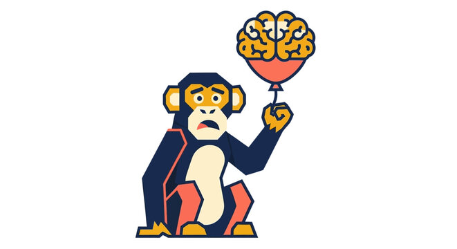 Monkey Holding Balloon Animal.