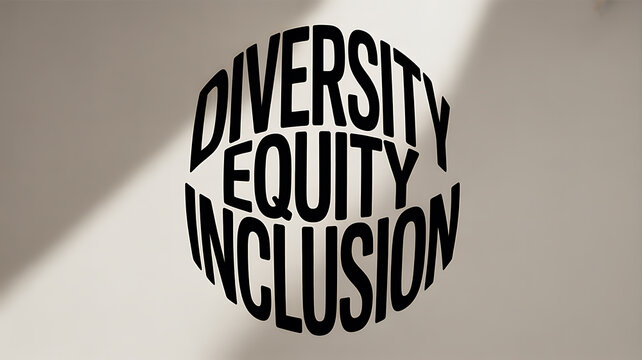 Diversity Equity Inclusion Text Design emphasizing teamwork and professional collaboration