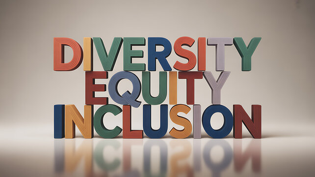 Colorful text diversity equity inclusion symbolizing freedom, adventure, and exploration