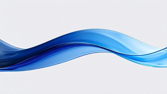 Blue flowing fabric on white background