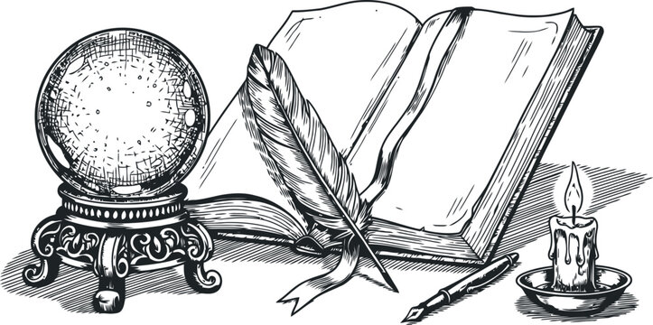 Mystical objects for fortune telling and writing