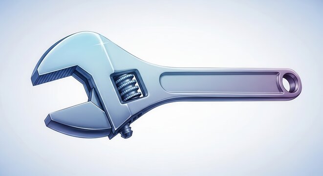 Sleek modern adjustable wrench tool illustration for mechanics construction and DIY projects