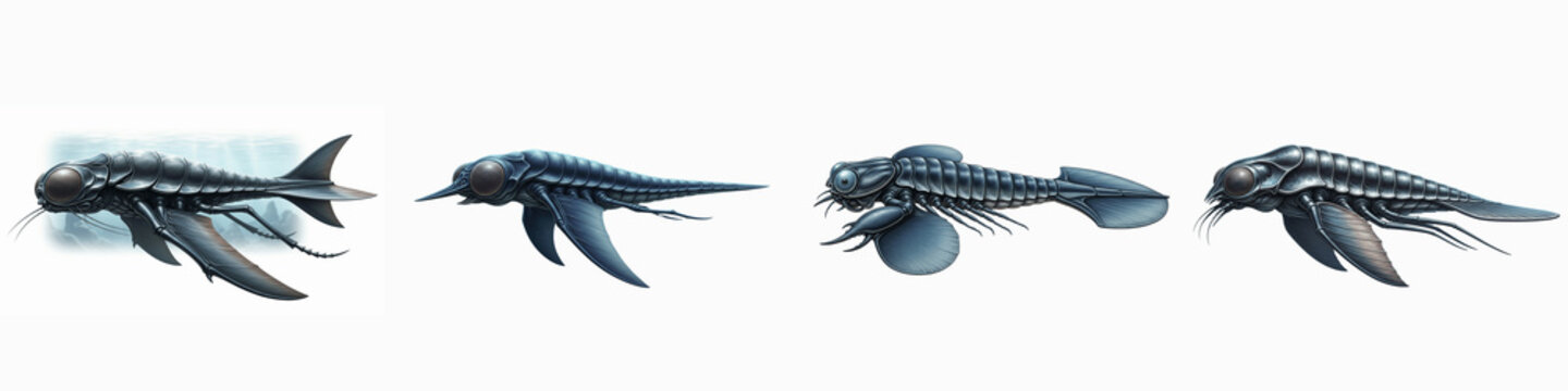 Collection of sci-fi alien sea creature illustrations for game design