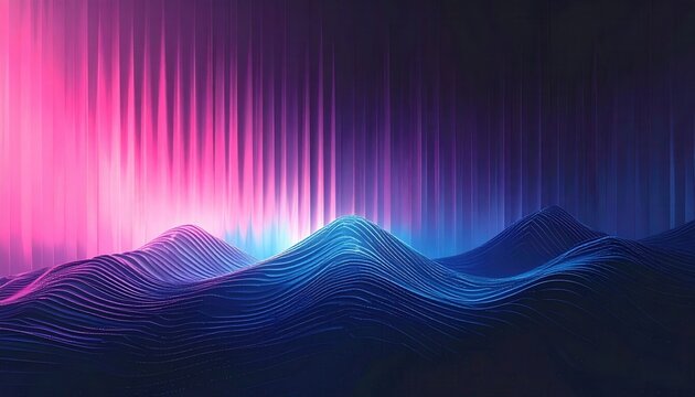 Ondas de Neon Abstratas Digitais com Luz Rosa e Azul para Fundo de Tecnologia Futurista