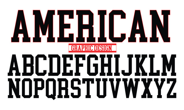 Varsity Red Outline Alphabet Letters Vector for Sports Team Apparel and Collegiate Branding