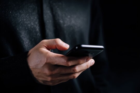 暗い場所でスマートフォンを持っている人