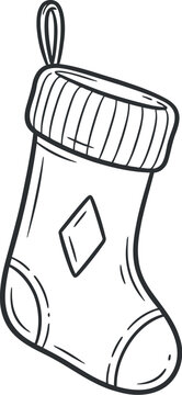 Hand drawn sketch of a christmas stocking with diamond pattern