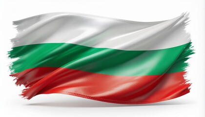 Obraz premium Bulgarian flag waving elegantly in white background with subtle ripples and detailed texture