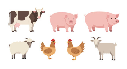 Fototapeta premium Farm Animals Collection Illustration.