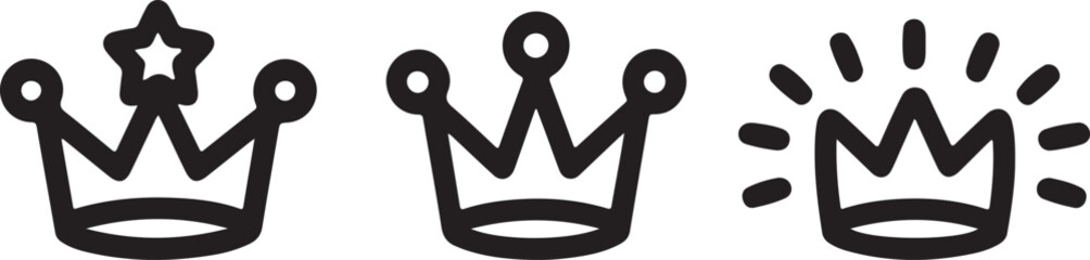 Set of three hand drawn crown icons © Joynob