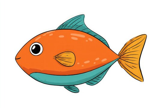 Cartoon illustration of a small, happy, orange-blue fish