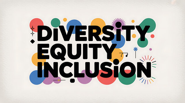 Diversity Equity Inclusion Text Design symbolizing creativity, art, and imagination
