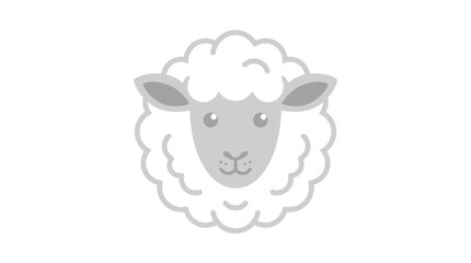 Obraz premium Cute fluffy sheep head cartoon icon illustration with a friendly expression, minimalist vector graphic design for farm animals