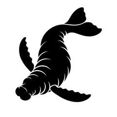 Swimming manatee silhouette on white background. © Sirajum