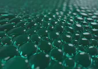 Fototapeta premium A close up view of numerous translucent dark teal water droplets clustered together high quality professional