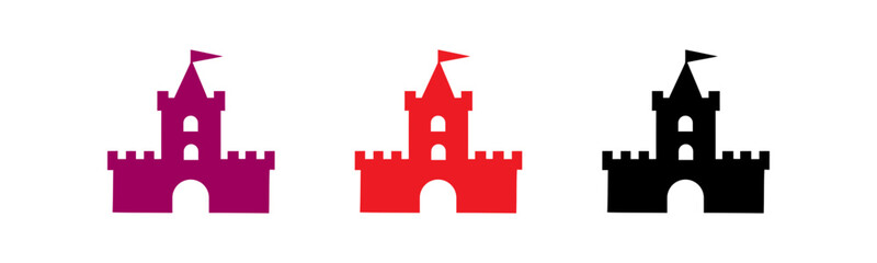 Medieval vector icons of castles with turrets and flags © Designer Alam